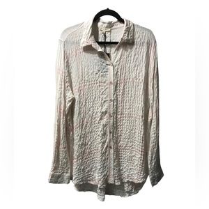 Large New Jane & Delancey Pink White Plaid Puffy Shirt